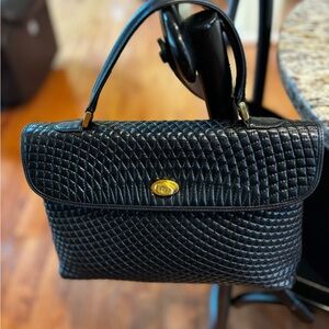 Bally Black Quilted Top-Handle Satchel with Gold-Tone Turn Lock